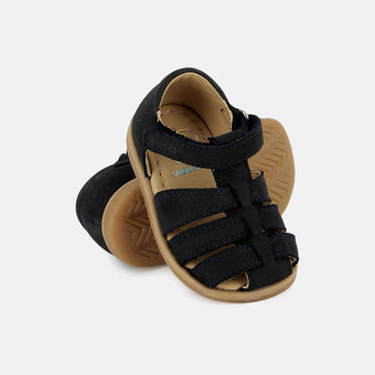 shoo-pom-tity-tonton-sandale-premiers-pas-cuir-marine-bout-ferm image 2