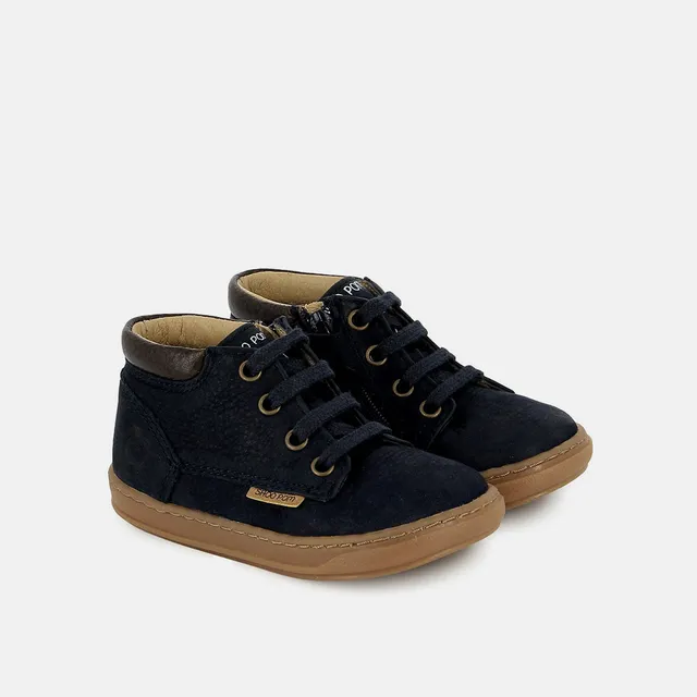 shoo-pom-bouba-zip-desert-basket-premiers-pas-b-b-gar-on-longbeach-navy-choco image 1