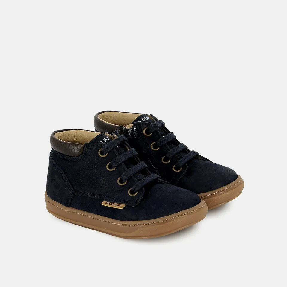 shoo-pom-bouba-zip-desert-basket-premiers-pas-b-b-gar-on-longbeach-navy-choco image 1