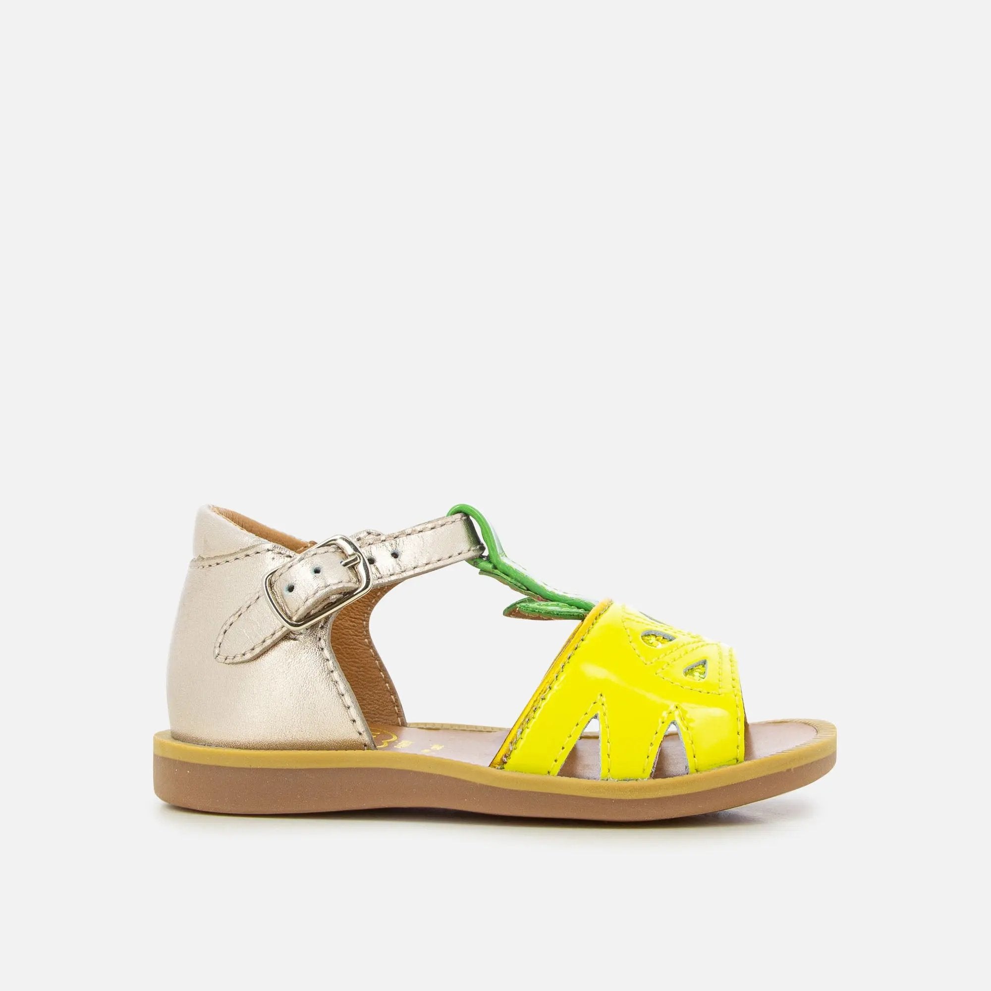pom-d-api-poppy-agrume-sandale-premiers-pas-fille-jaune-laminato image 2