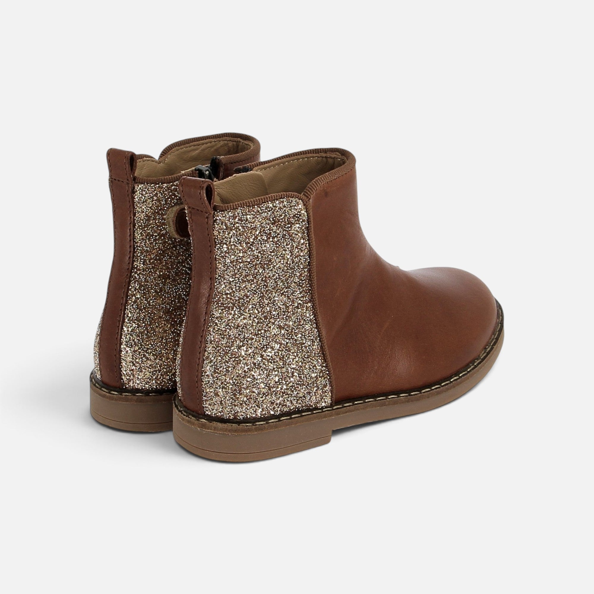 pom-d-api-trip-back-chaussure-fille-cuir-marron-platine-glitter image 2