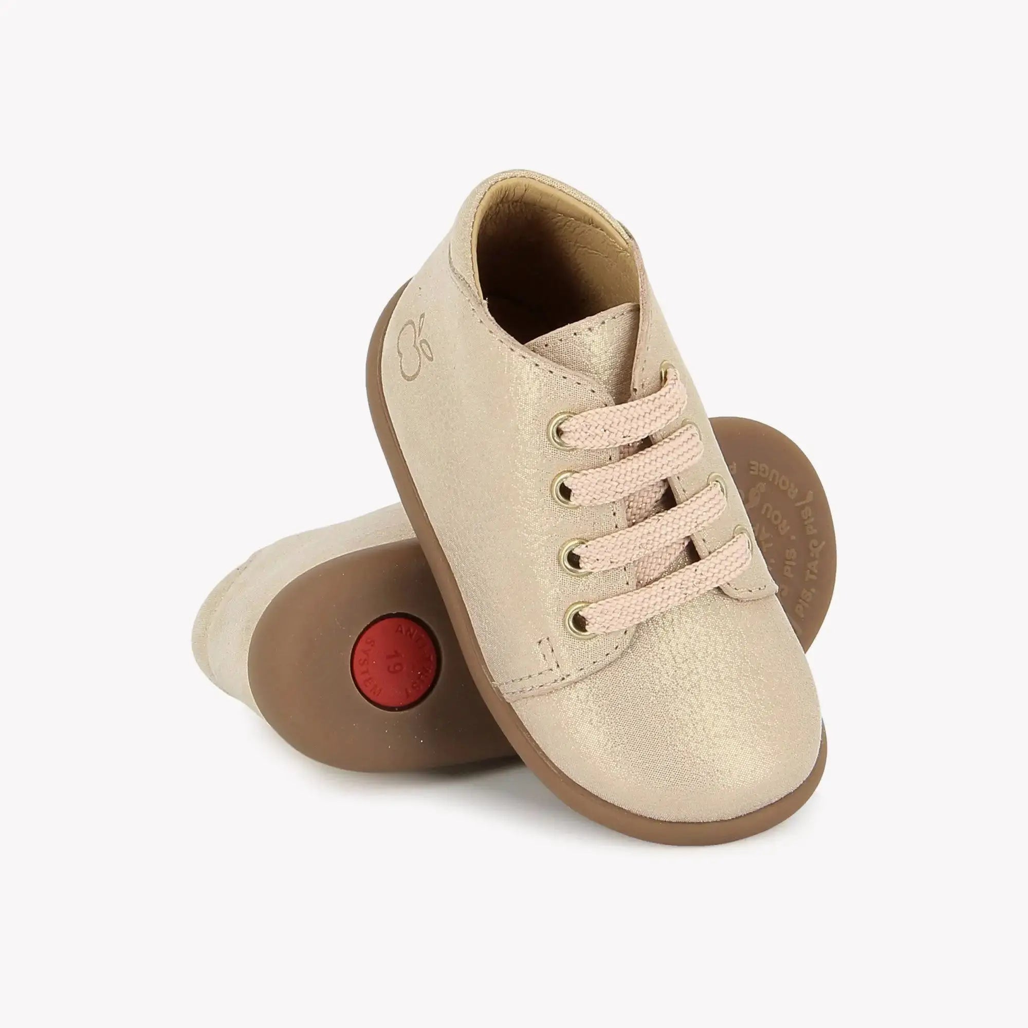 pom-d-api-stand-up-bottine-premiers-pas-fille-cuir-laminato-grain-nude image 2