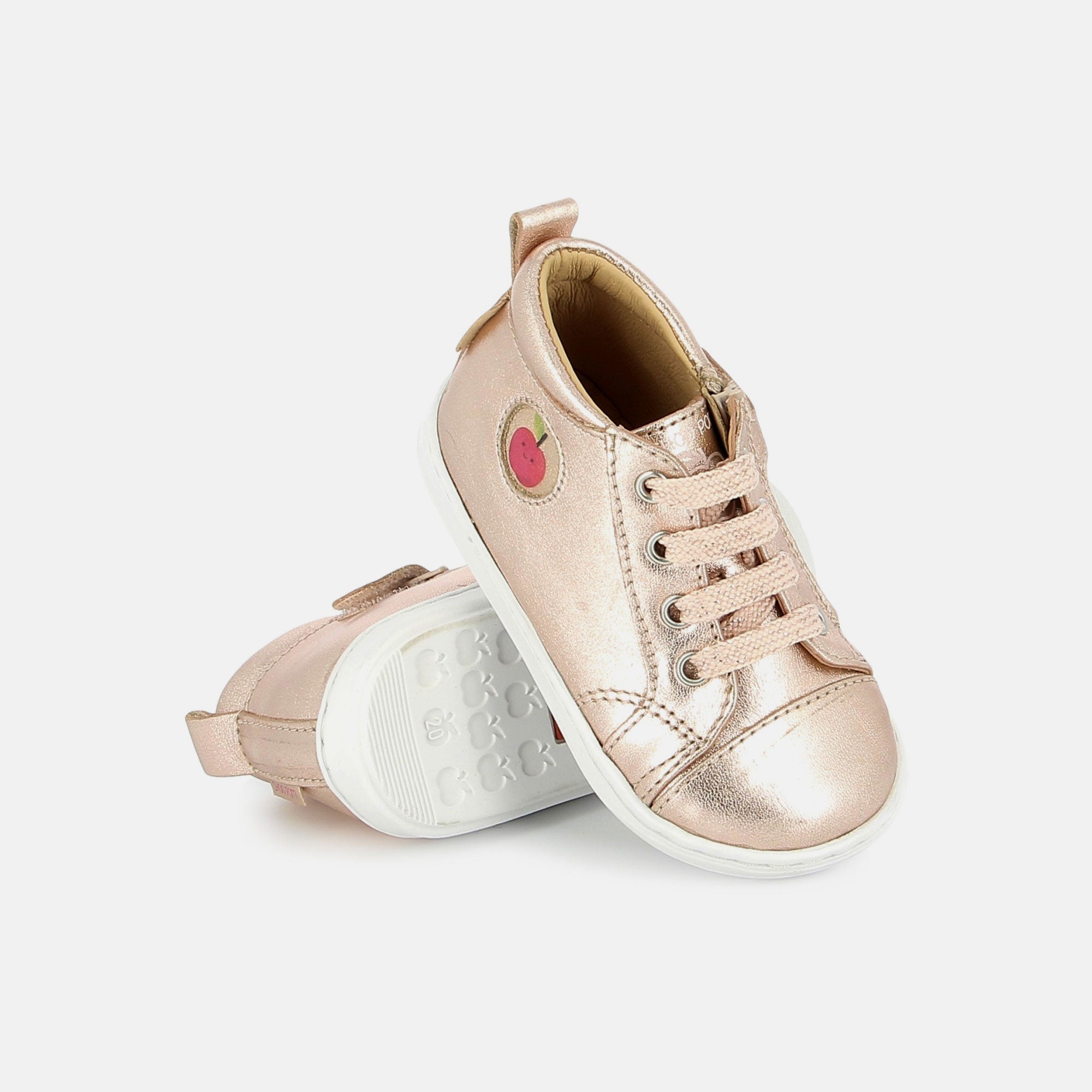 shoo-pom-bouba-zip-lace-chaussure-premiers-pas-fille-laminato-copper image 2