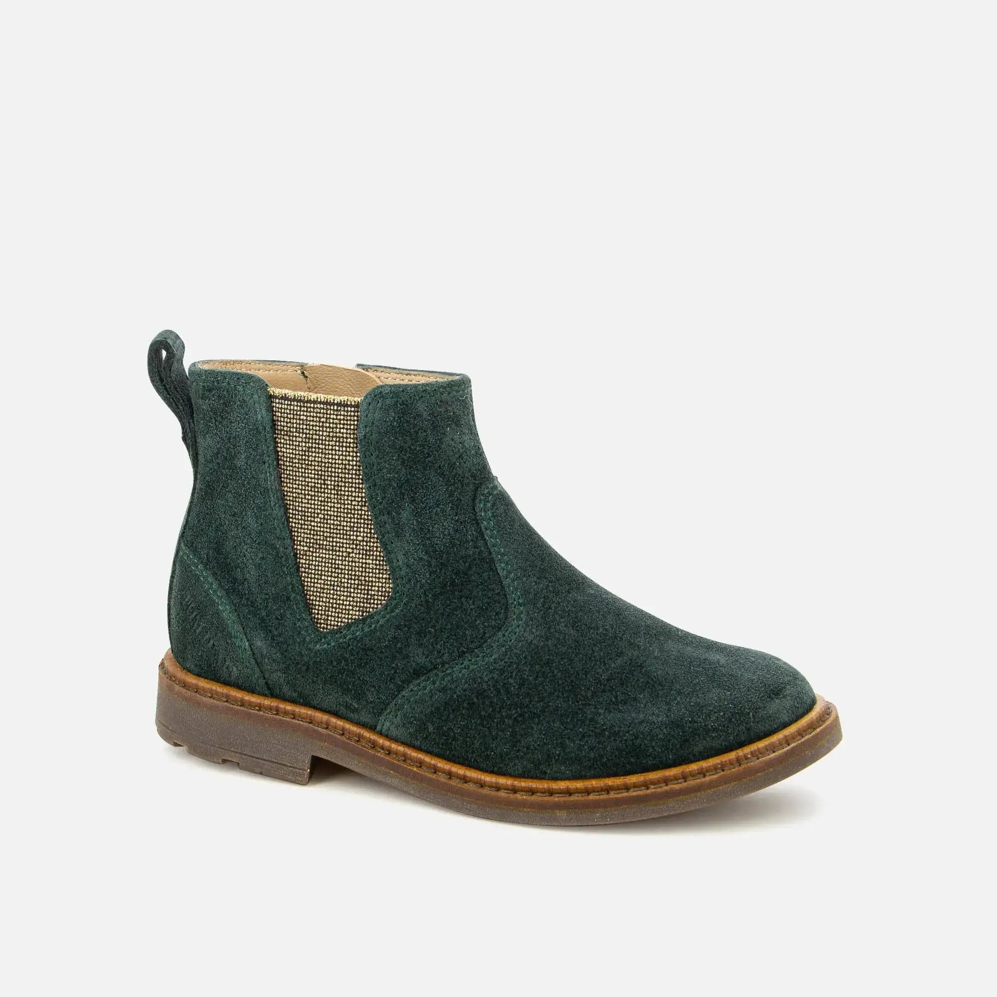 pom-d-api-sister-jodzip-bottine-enfant-cuir-velours-vert-sapin image 3