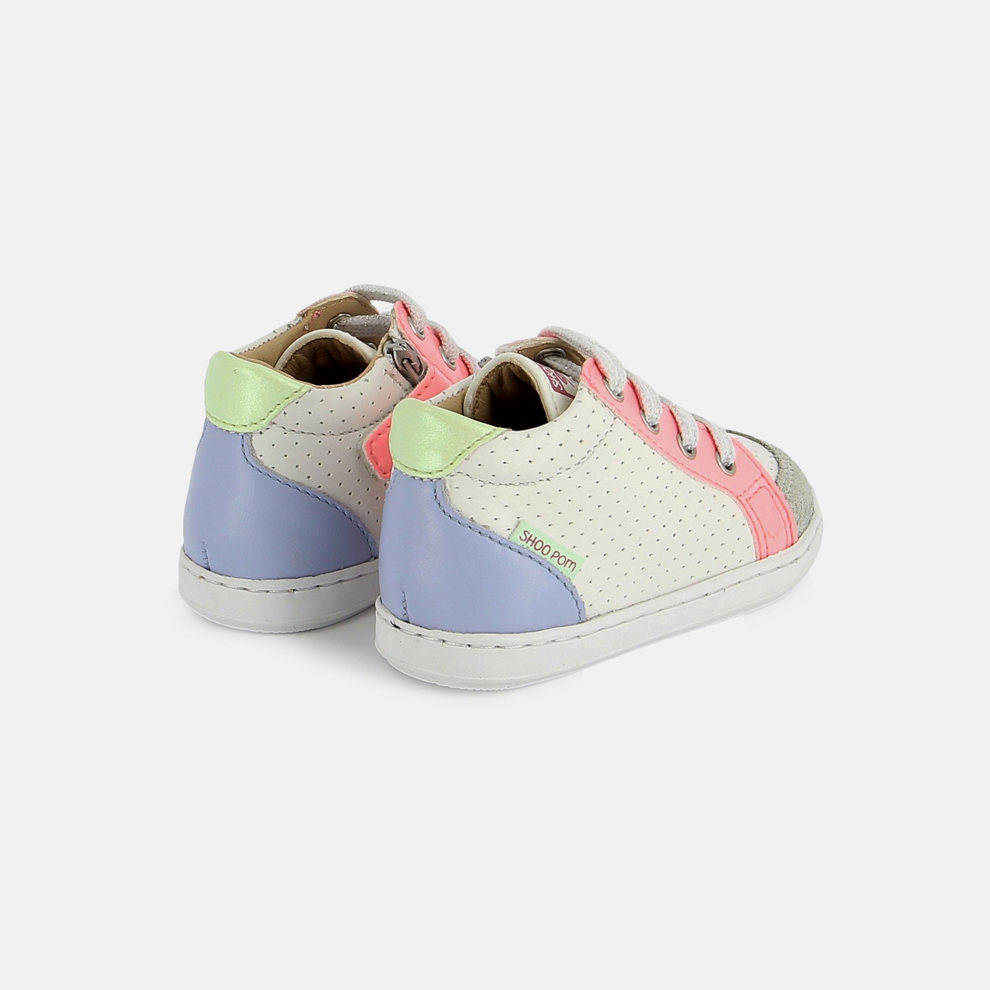 shoo-pom-bouba-zip-box-basket-premiers-pas-craie-pink-neon image 3