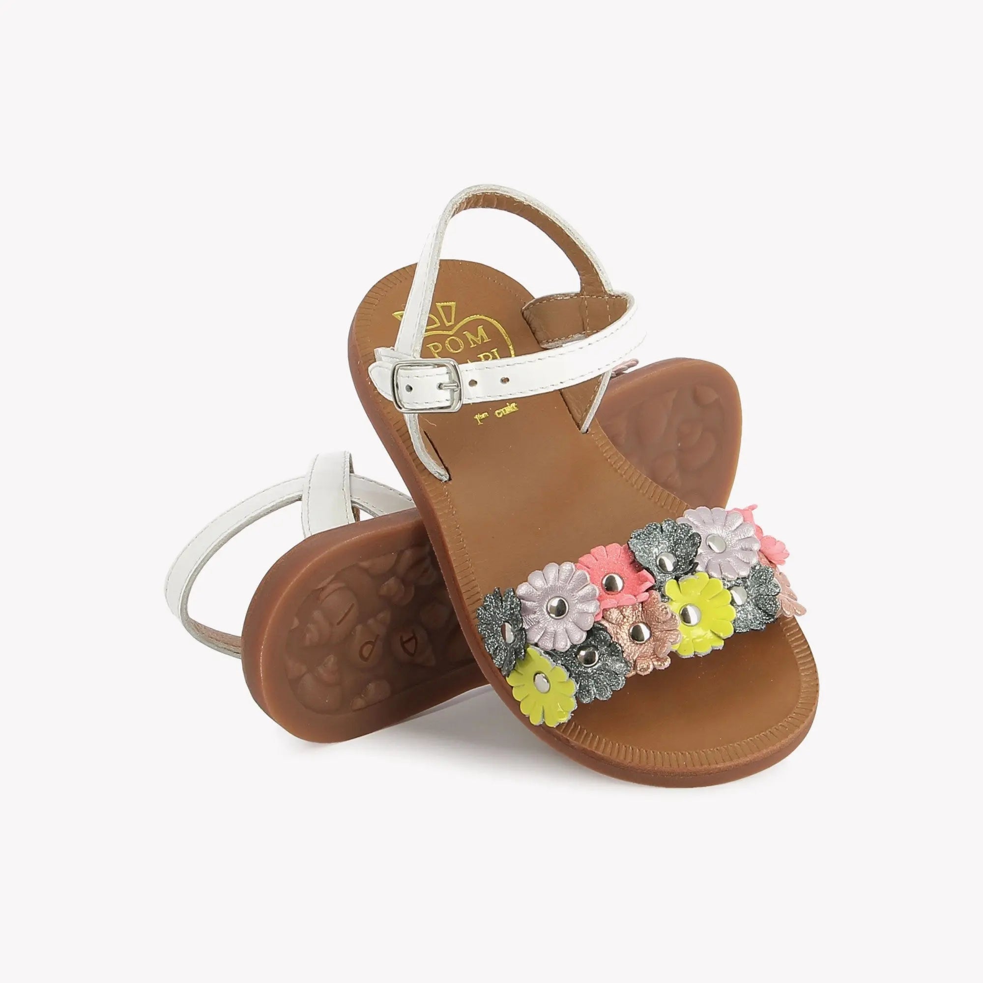 pom-d-api-plagette-multi-flo-sandale-vernis-blanc-multi-fille image 2