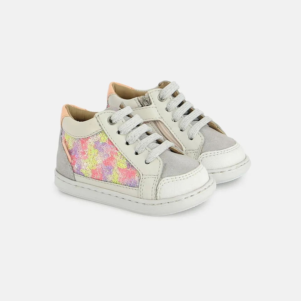 shoo-pom-bouba-connect-chaussures-premiers-pas-b-b-stof-pailletten-argent-multi image 1
