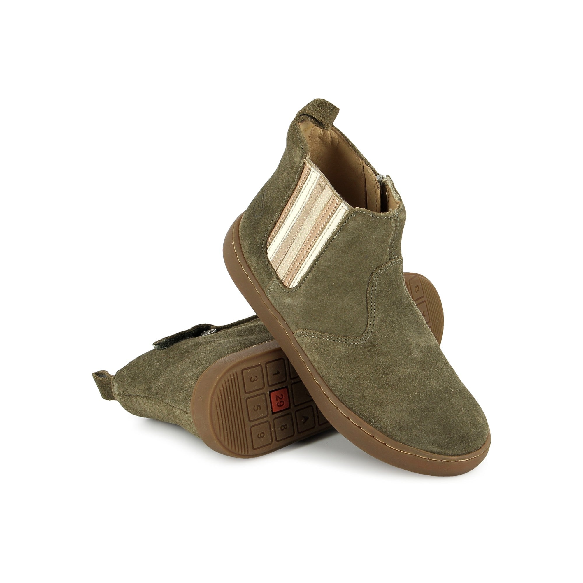 shoo-pom-play-new-shine-bottine-enfant-velours-kaki-paillet image 3