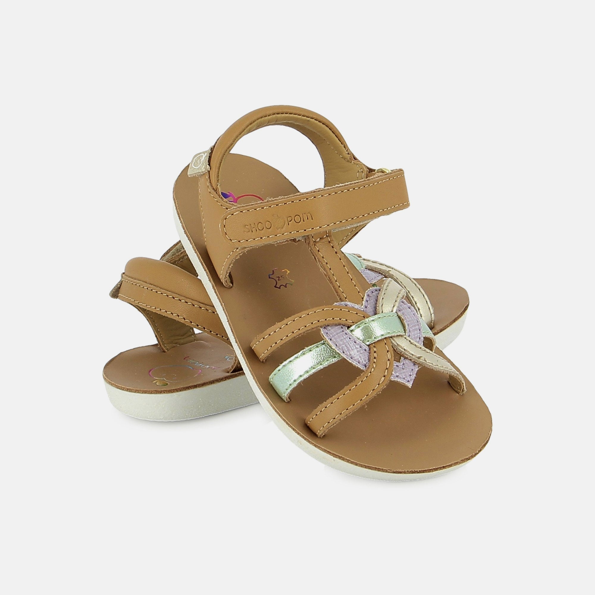 shoo-pom-goa-4ever-sandales-cuir-enfant-camel-lilac image 2