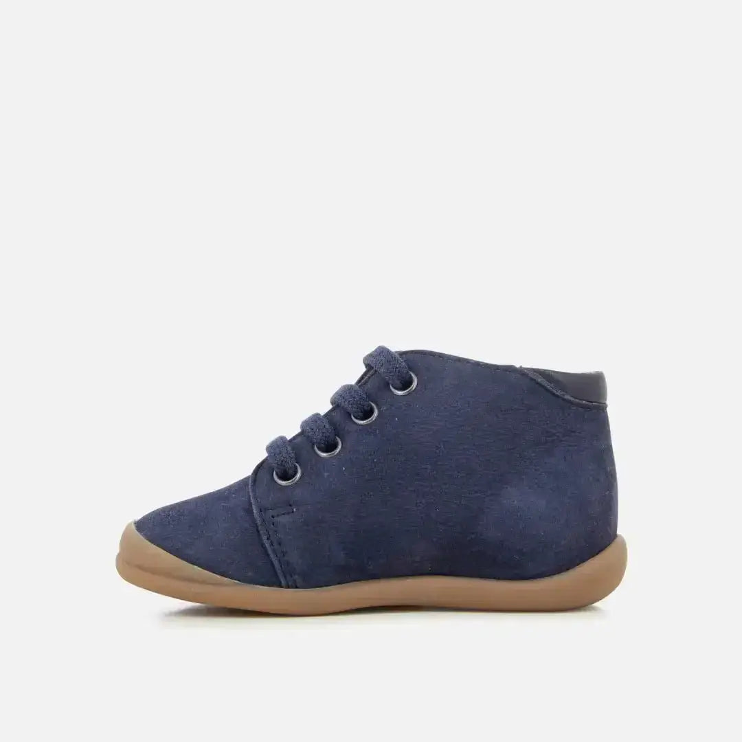 pom-d-api-flex-up-bottine-premiers-pas-gar-on-cuir-velours-marine-lacets image 3