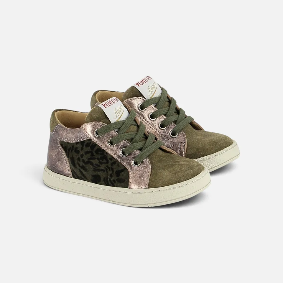 pom-d-api-mousse-zip-top-basket-velours-truffle-kaki-fille image 1