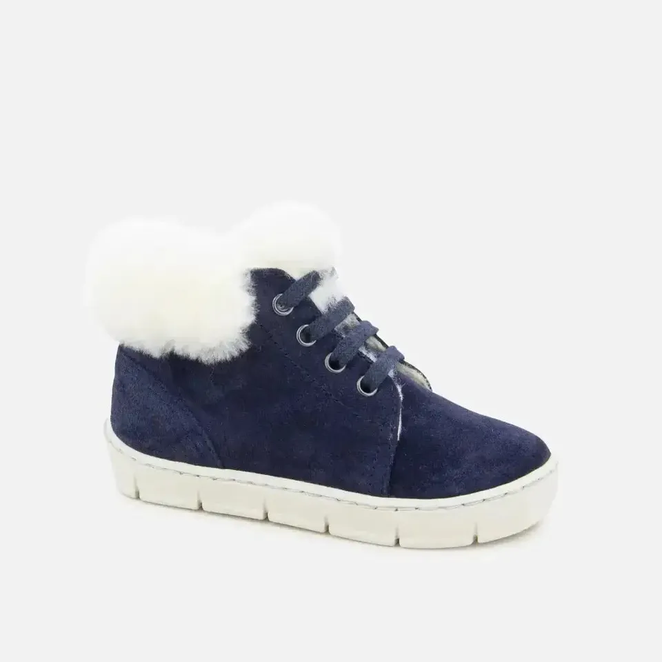 pom-d-api-start-top-fur-boots-fourr-e-gar-on-cuir-velours-marine image 1