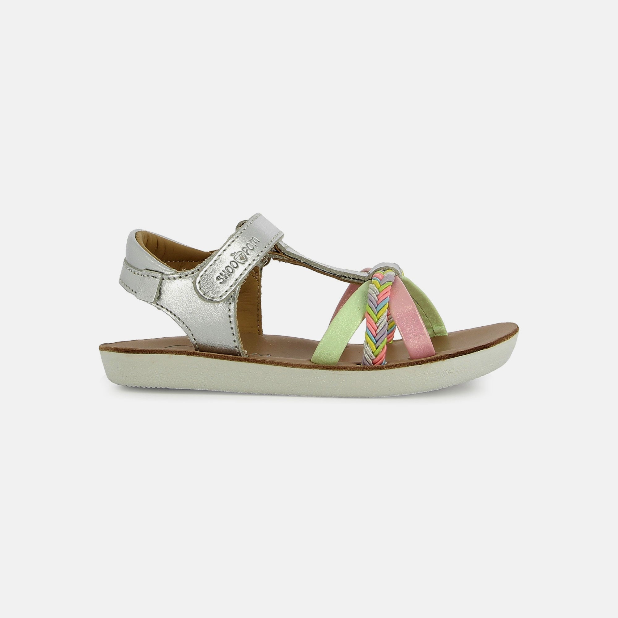 shoo-pom-goa-salome-sandale-cuir-laminato-silver-multi-fille image 4