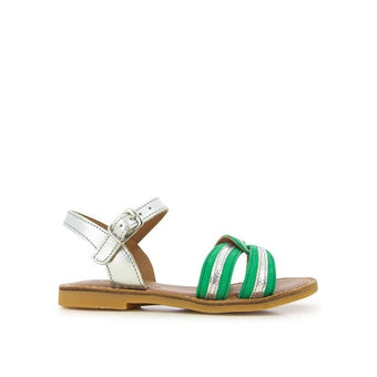 shoo-pom-lazar-zon-sandale-enfant-cuir-vert-argent-grande-pointure image 2