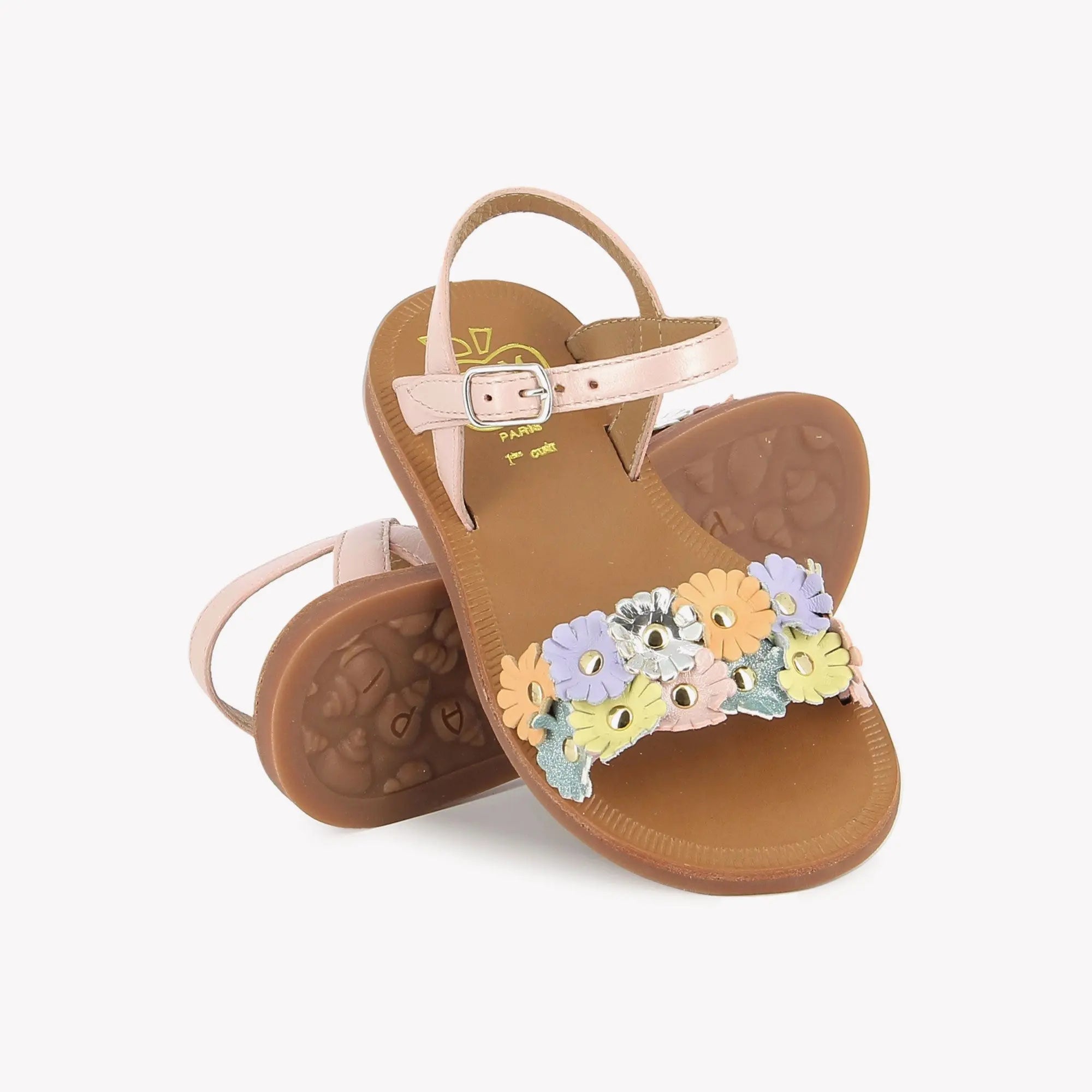pom-d-api-plagette-multi-flo-sandale-fille-rose-nacre-casiopea image 2