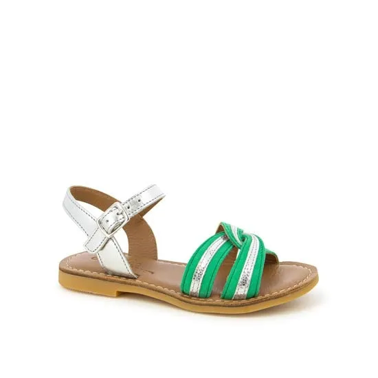 shoo-pom-lazar-zon-sandale-enfant-cuir-vert-argent-grande-pointure image 1