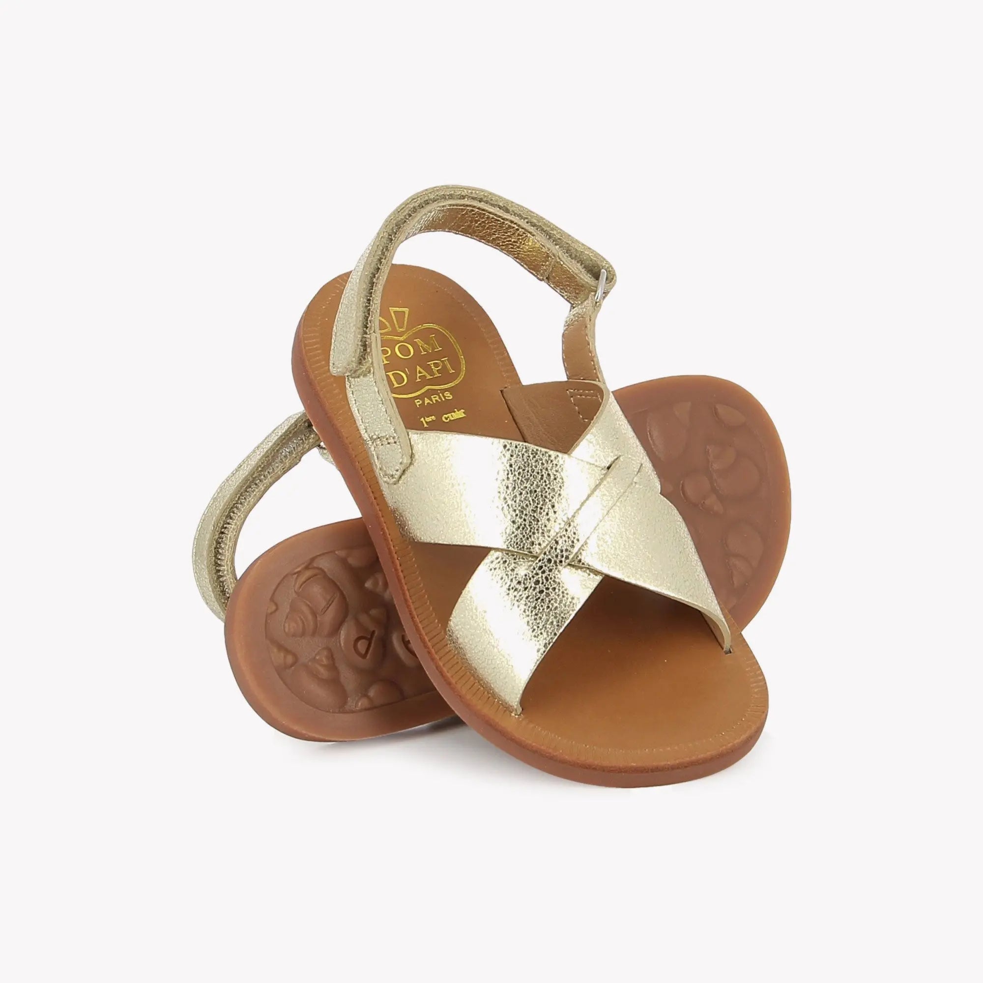 pom-d-api-plagette-cross-laminato-milled-sandales-enfant-fille-platine image 2