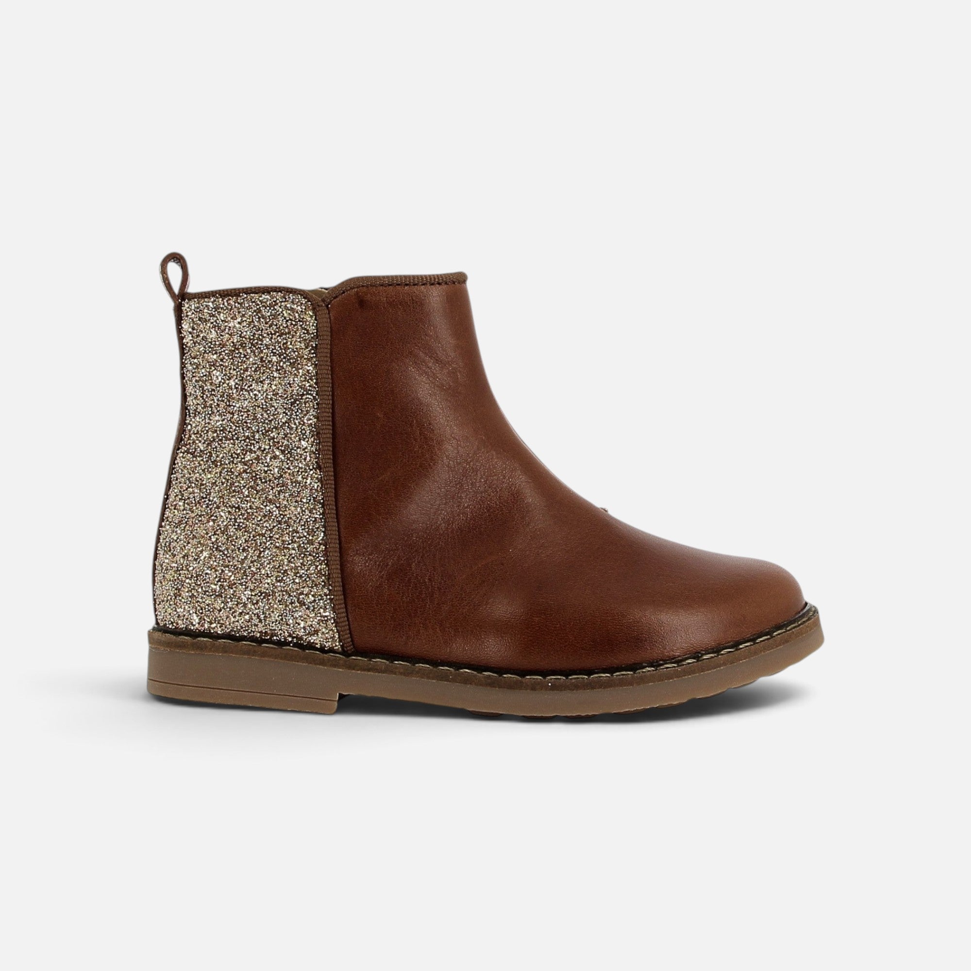 pom-d-api-trip-back-chaussure-fille-cuir-marron-platine-glitter image 4