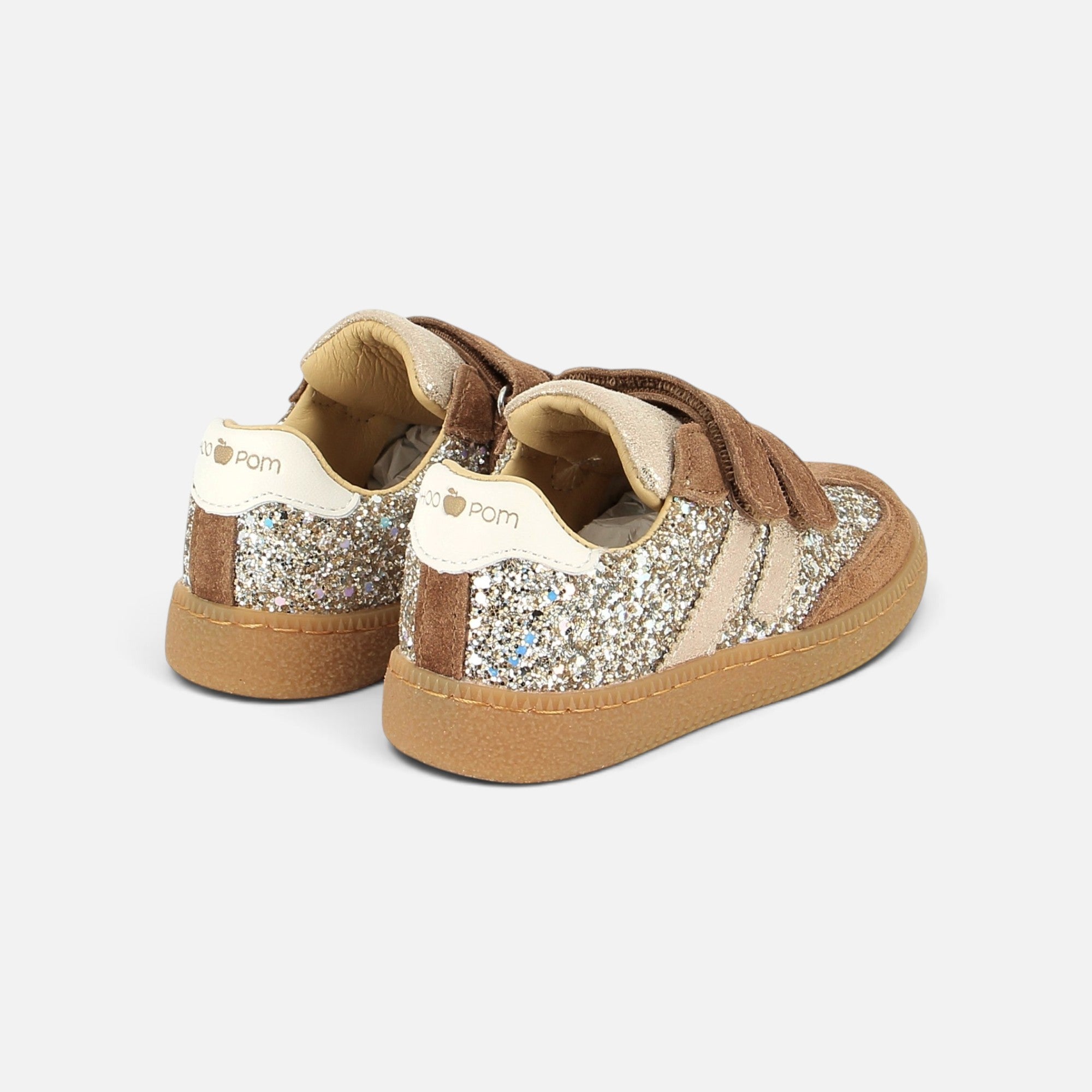 shoo-pom-yuzu-lo-scratch-basket-basse-fille-velours-glitter-marron-platine image 3