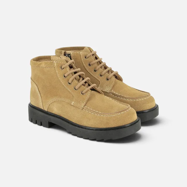 pom-d-api-sid-lace-plato-chaussure-enfant-velours-caramel-semelle-noire image 1