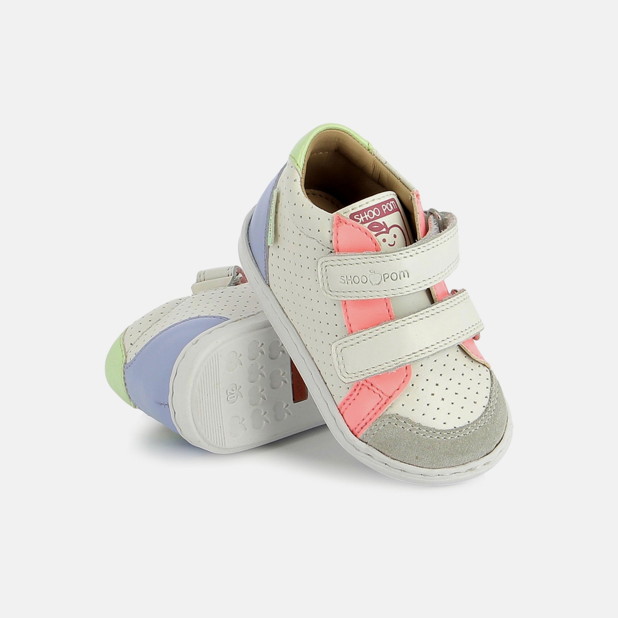 shoo-pom-bouba-box-easy-chaussure-premiers-pas-fille-craie-fluo-pink image 2