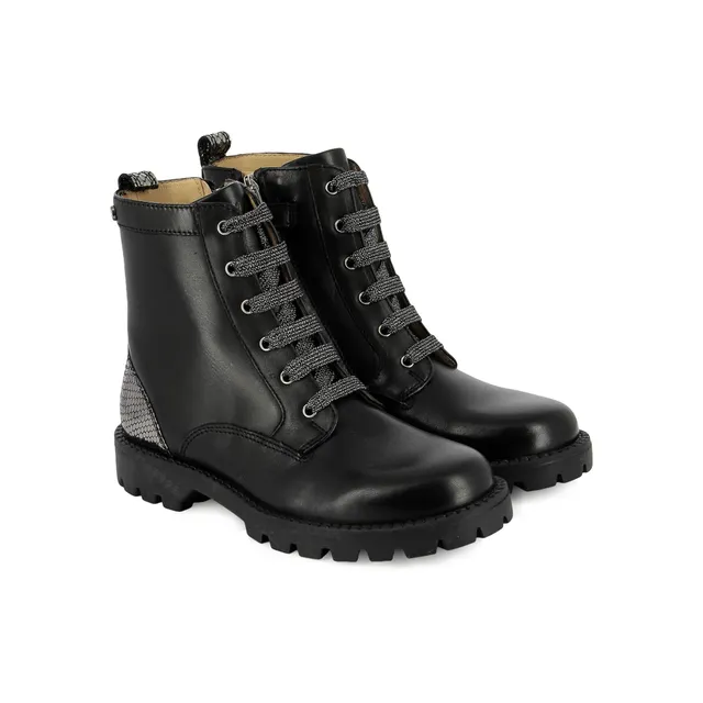 shoo-pom-bouba-misty-ranger-bottines-fille-cuir-noir-nappa-lacets image 1