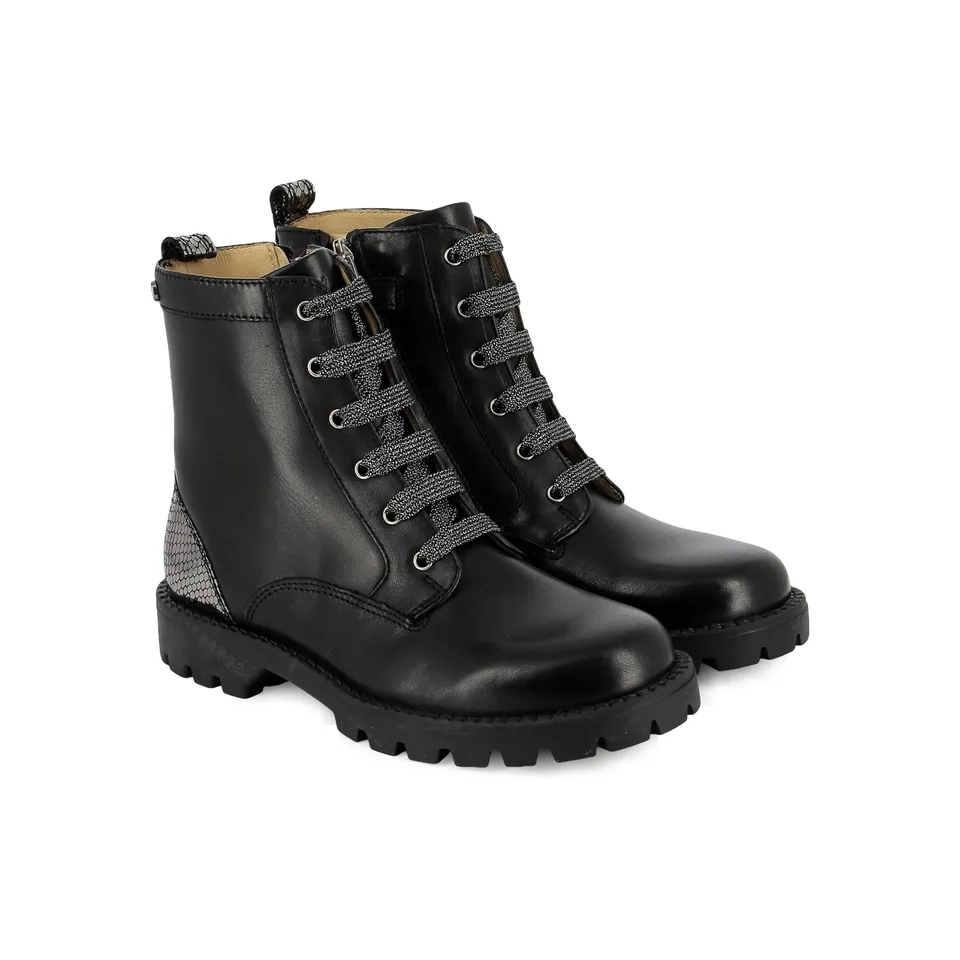 shoo-pom-bouba-misty-ranger-bottines-fille-cuir-noir-nappa-lacets image 1