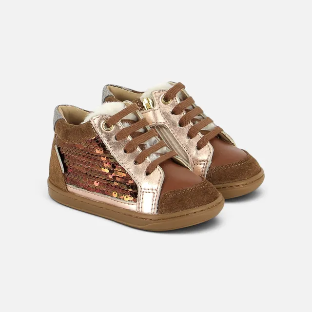 shoo-pom-bouba-connect-baskets-premiers-pas-camel-light-copper-fille image 1