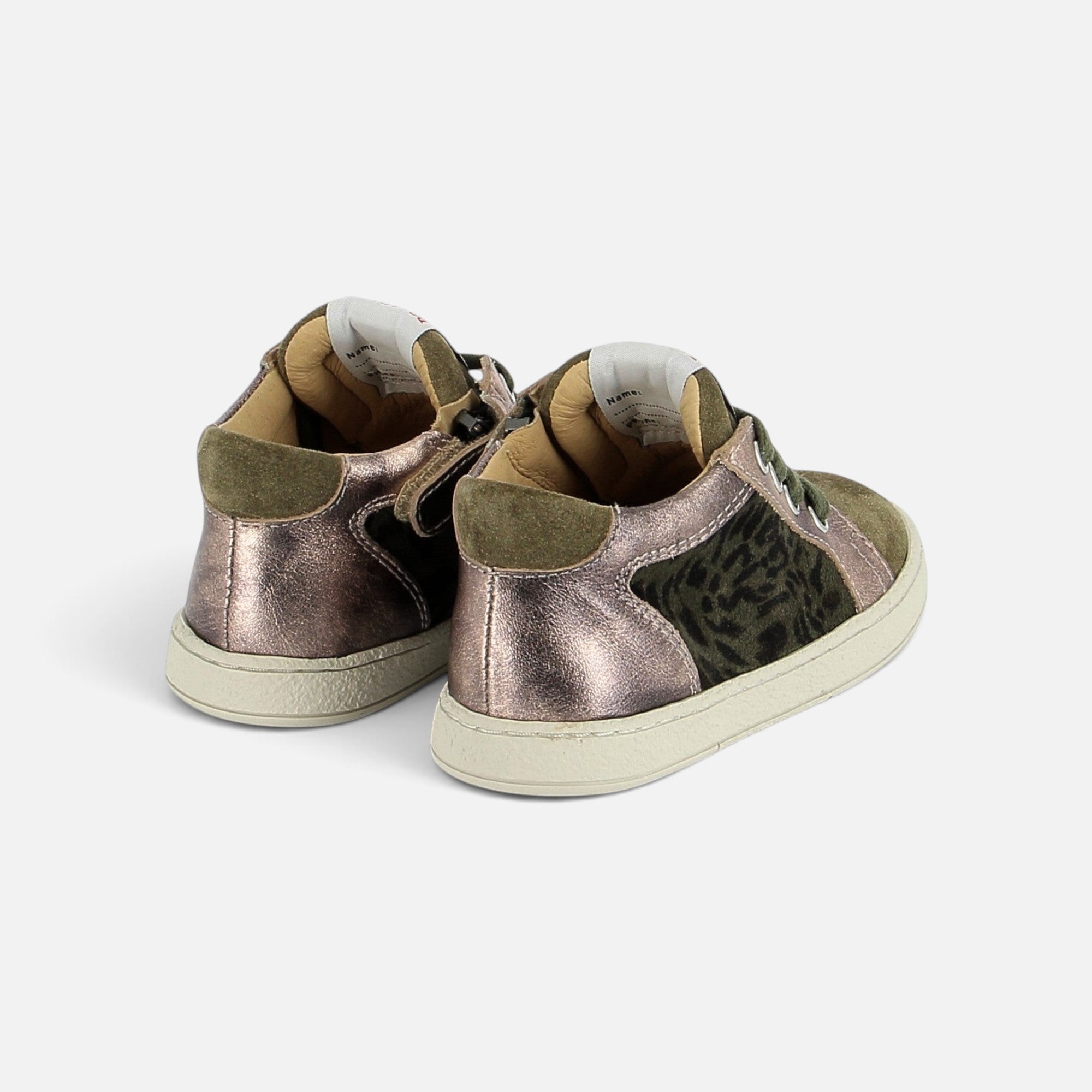 pom-d-api-mousse-zip-top-basket-velours-truffle-kaki-fille image 3