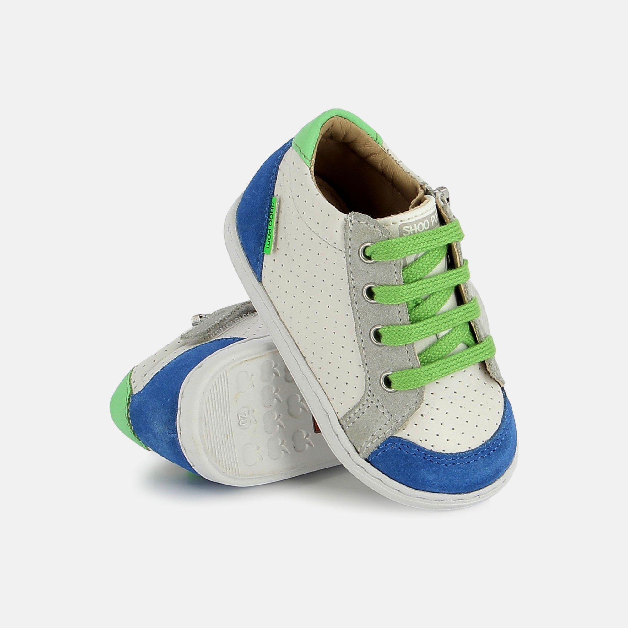 shoo-pom-bouba-zip-box-chaussure-premiers-pas-blanc-bleu image 2