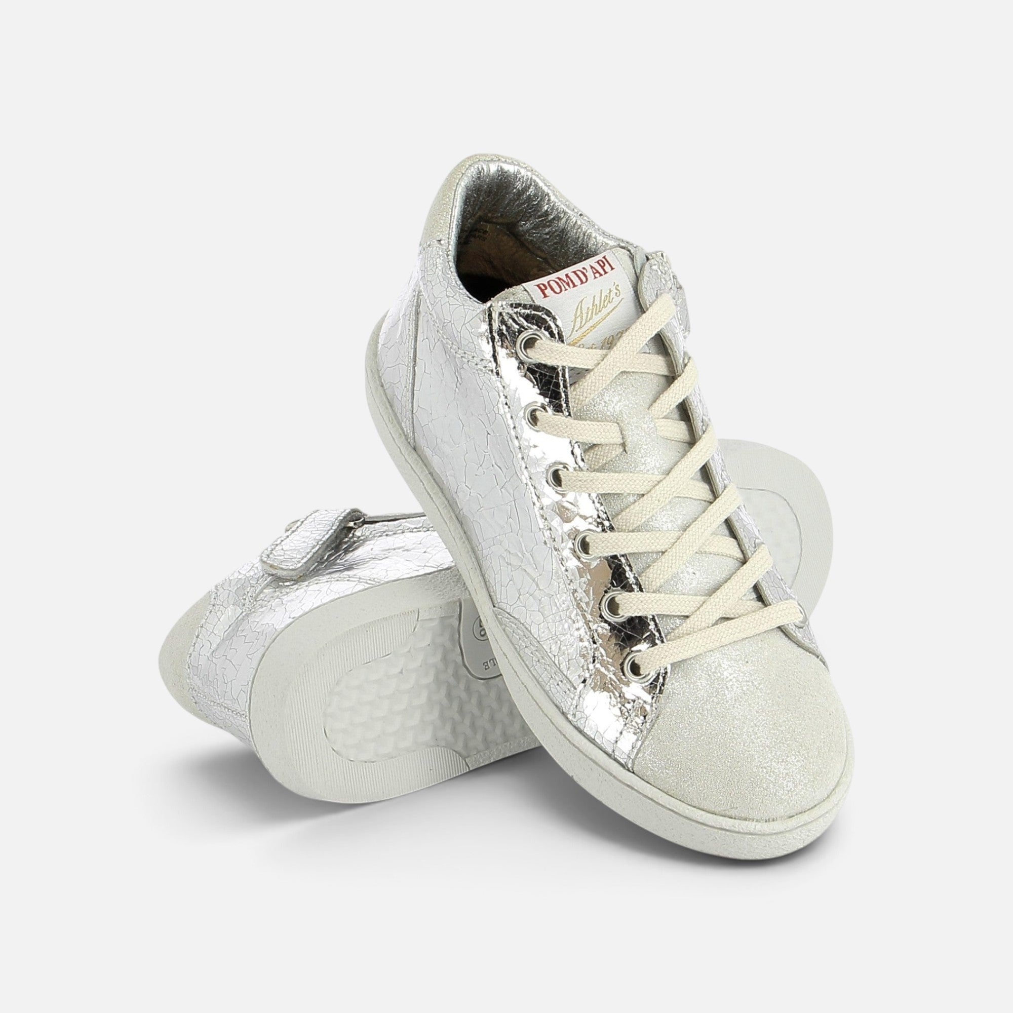 pom-d-api-top-touch-lace-sneaker-fille-silver-blanc image 3