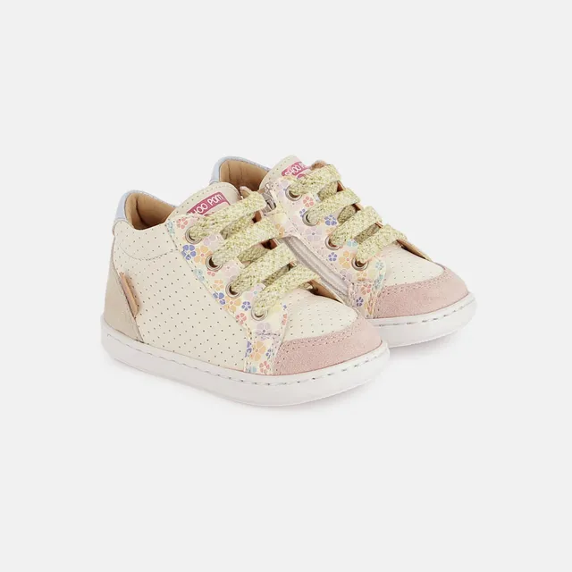 shoo-pom-bouba-zip-box-basket-premiers-pas-cuir-craie-light-pink image 1