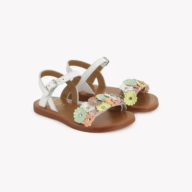 pom-d-api-plagette-multi-flo-sandales-fille-blanc-pastel image 1