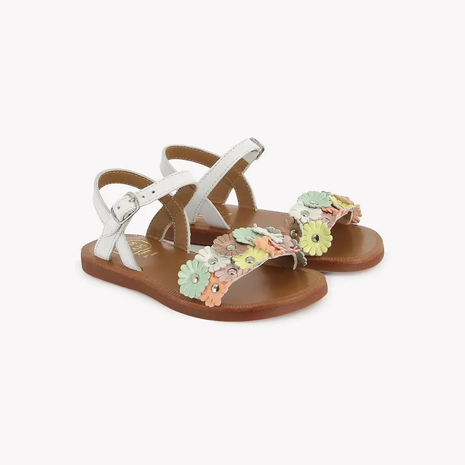 pom-d-api-plagette-multi-flo-sandales-fille-blanc-pastel image 1