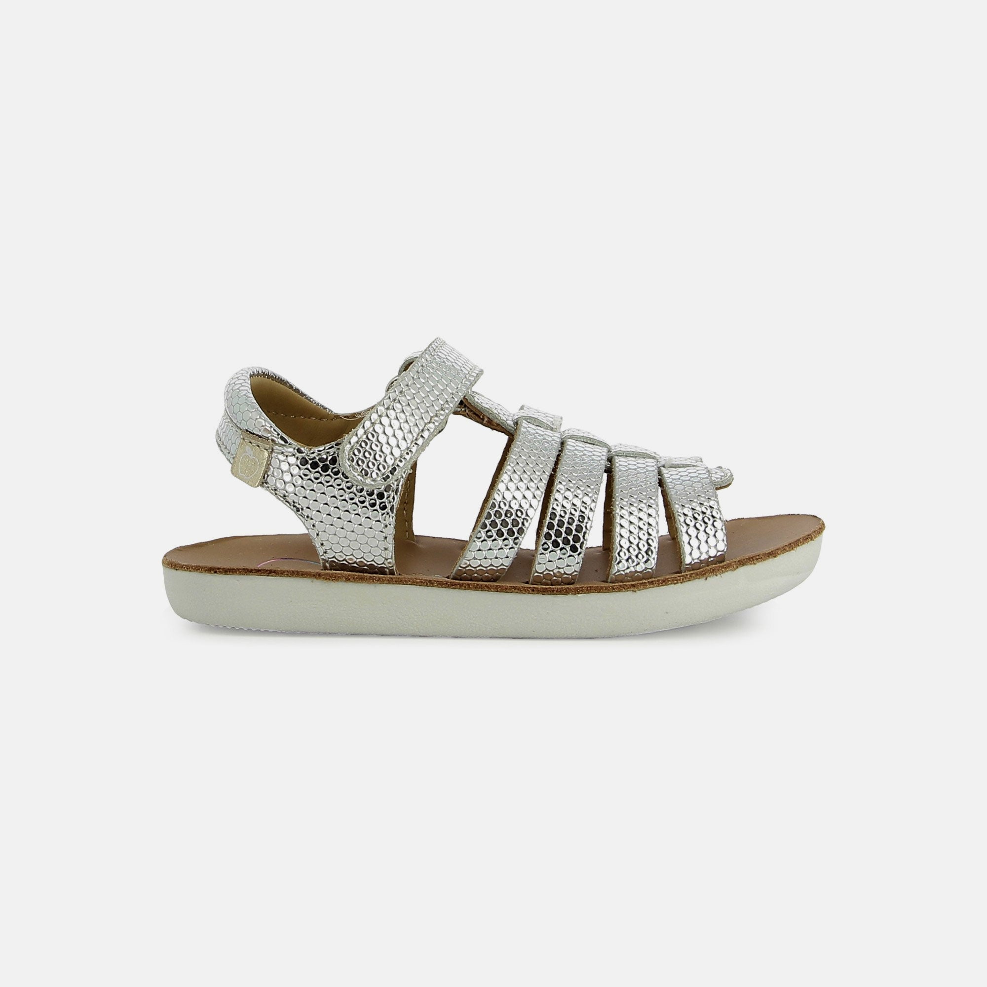 shoo-pom-goa-spart-sandales-cuir-enfant-silver image 4