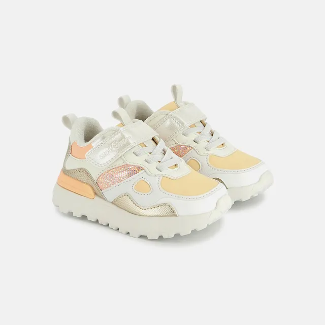 shoo-pom-joggy-scratch-baskets-enfant-fancy-neon-grid-orange-off-white image 1