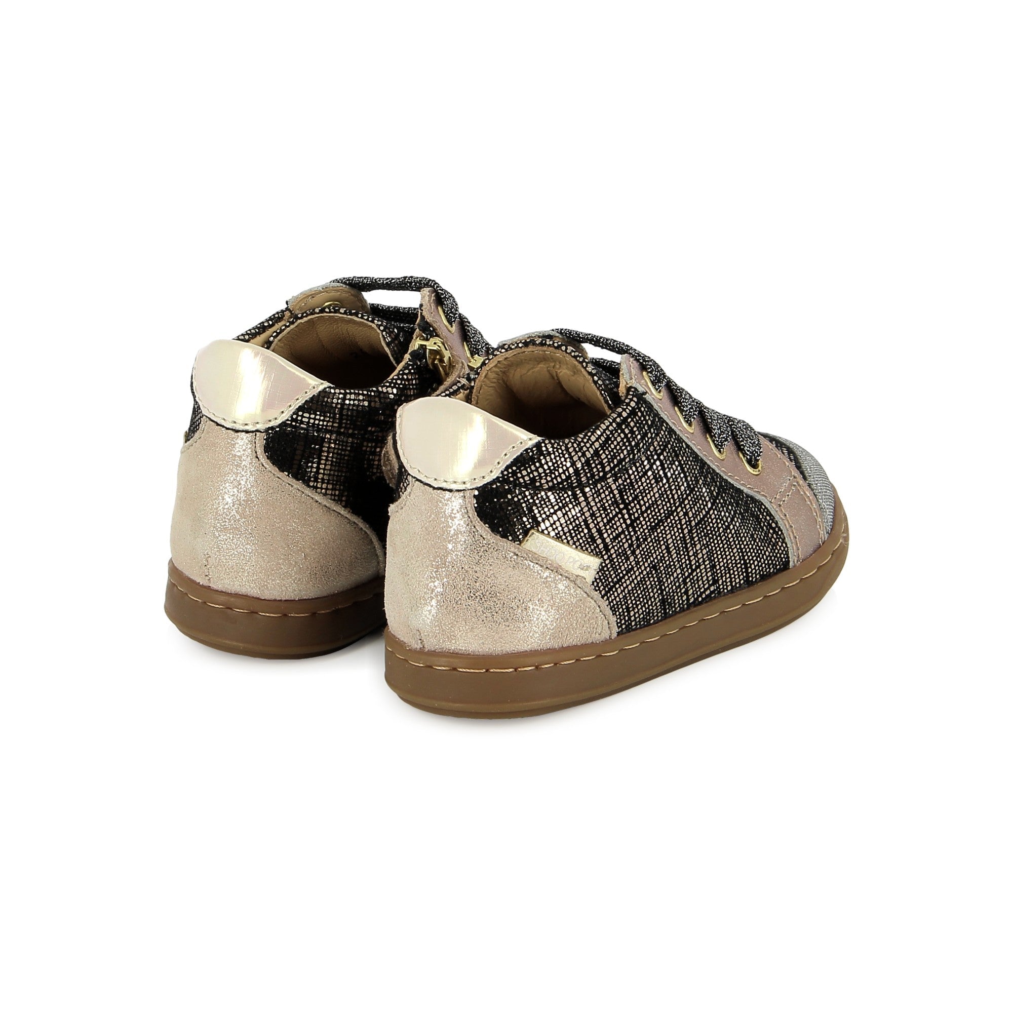 shoo-pom-bouba-zip-box-bottines-premiers-pas-fille-cuir-noir-platine image 3