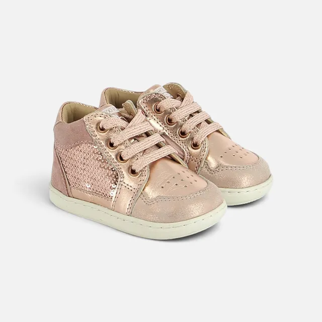shoo-pom-bouba-bibi-baskets-premiers-pas-copper-laminato-sequin image 1