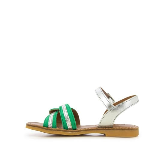 shoo-pom-lazar-sun-sandale-enfant-cuir-vert-argent-grande-pointure image 3