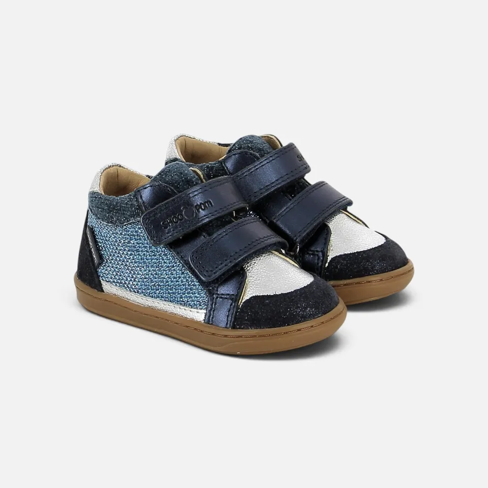 shoo-pom-bouba-easy-co-chaussures-premiers-pas-navy-silver image 1
