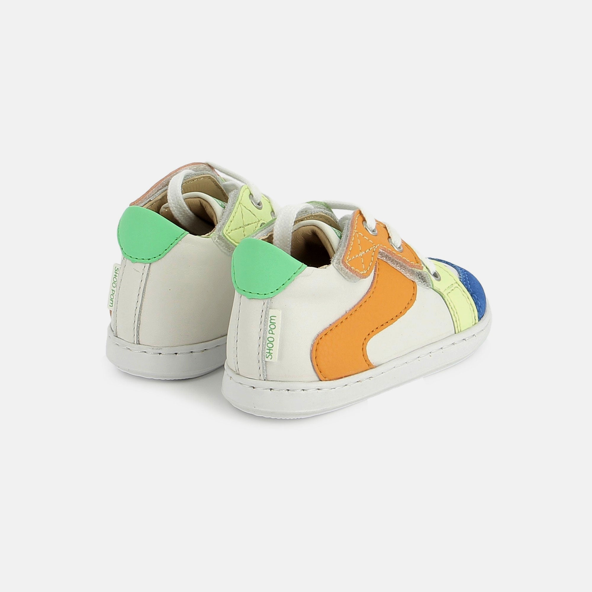 shoo-pom-bouba-speed-baskets-premiers-pas-gar-on-nappa-velours-white-orange image 3