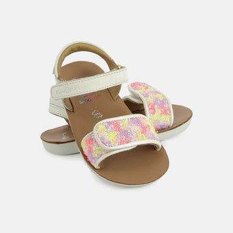 shoo-pom-goa-easy-sandale-cuir-enfant-blanc-multi-paillettes image 2
