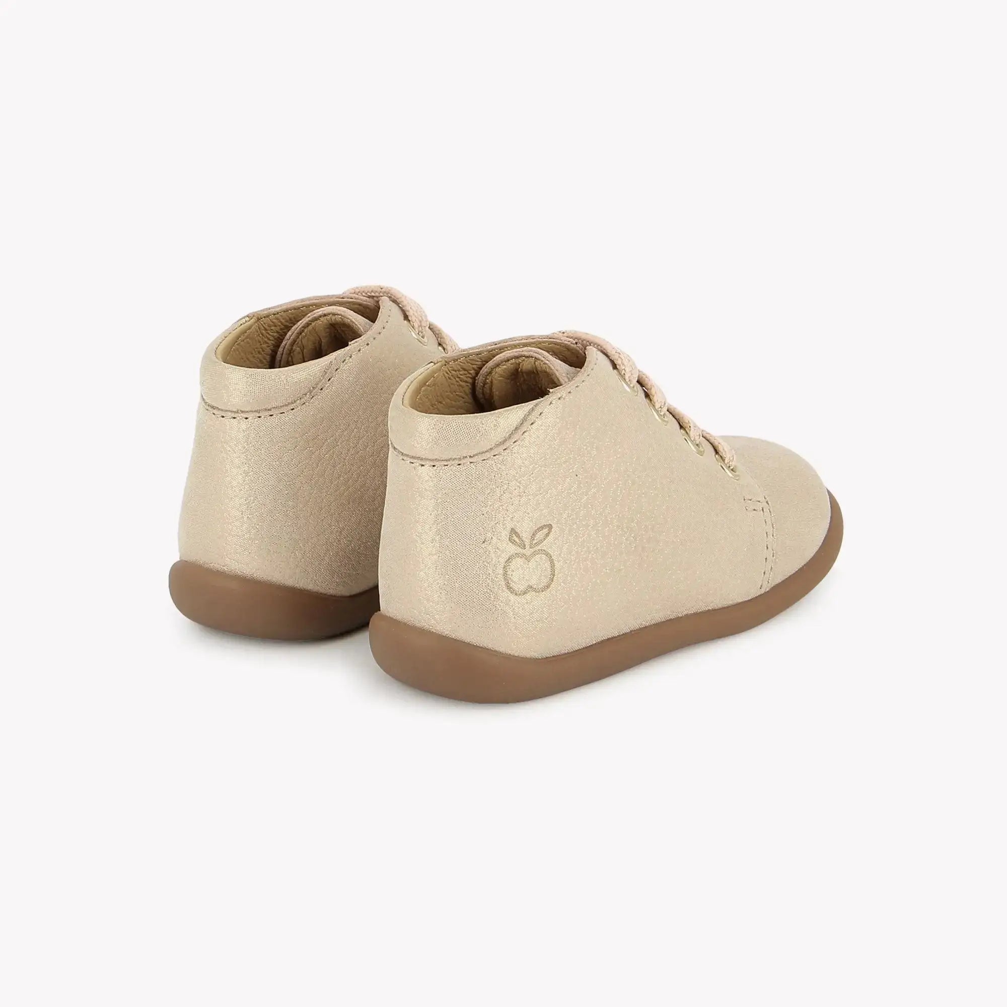 pom-d-api-stand-up-bottine-premiers-pas-fille-cuir-laminato-grain-nude image 3