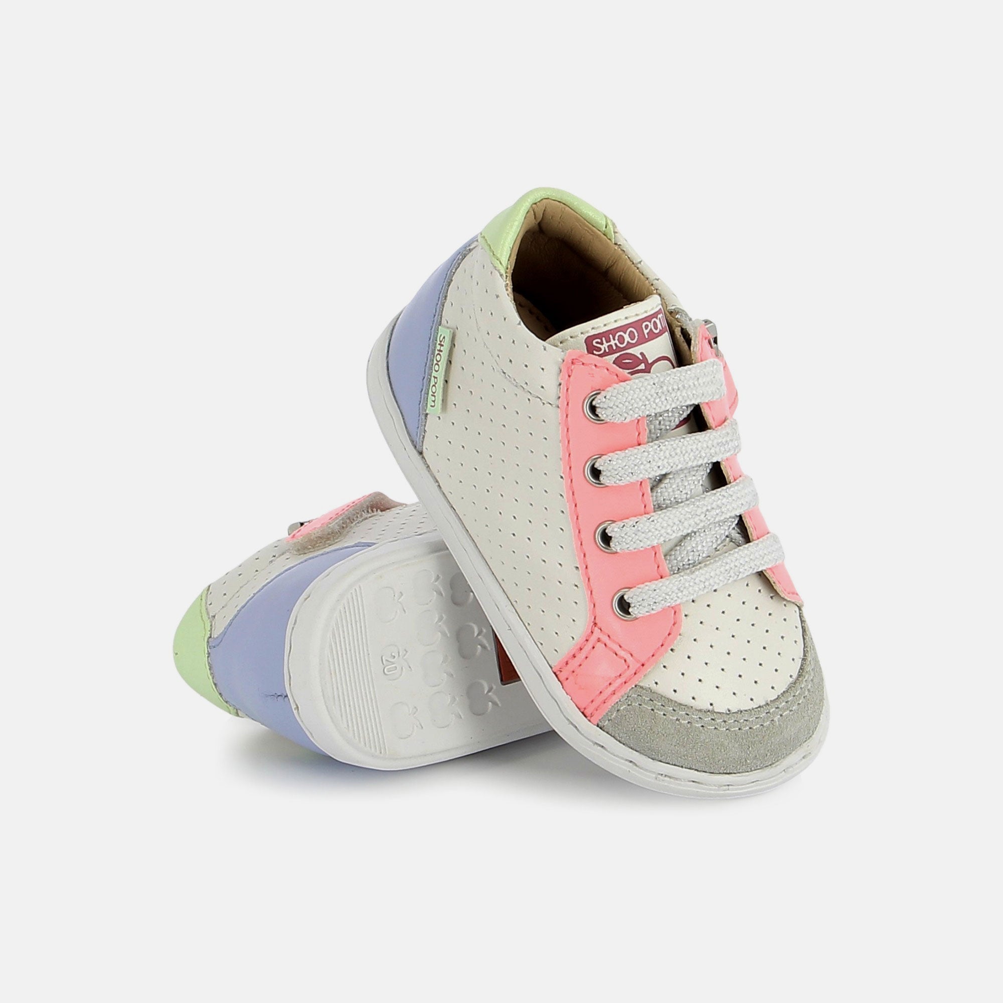 shoo-pom-bouba-zip-box-basket-premiers-pas-craie-pink-neon image 2