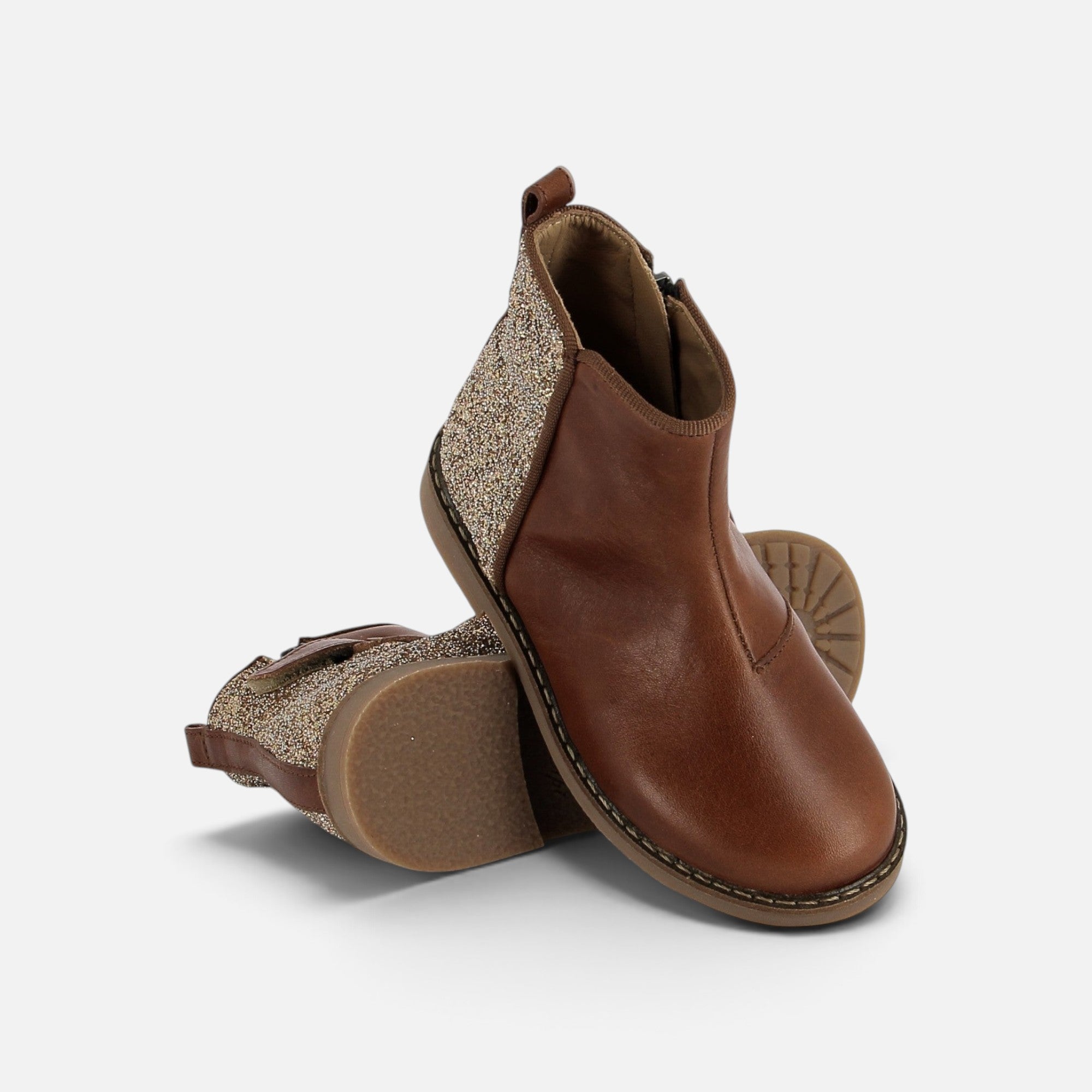 pom-d-api-trip-back-chaussure-fille-cuir-marron-platine-glitter image 3
