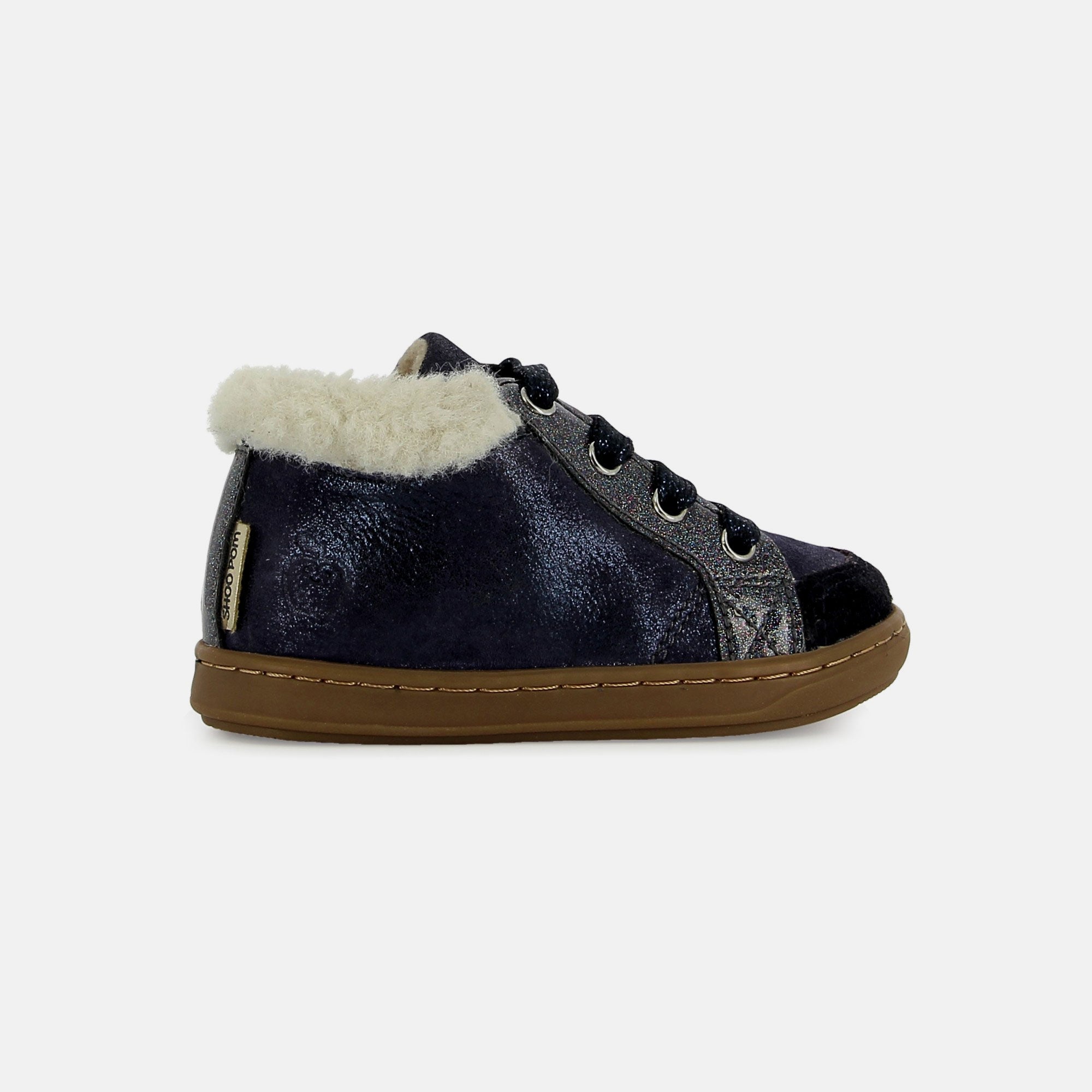 shoo-pom-bouba-zip-hair-chaussure-premiers-pas-fille-dust-fur-navy image 4