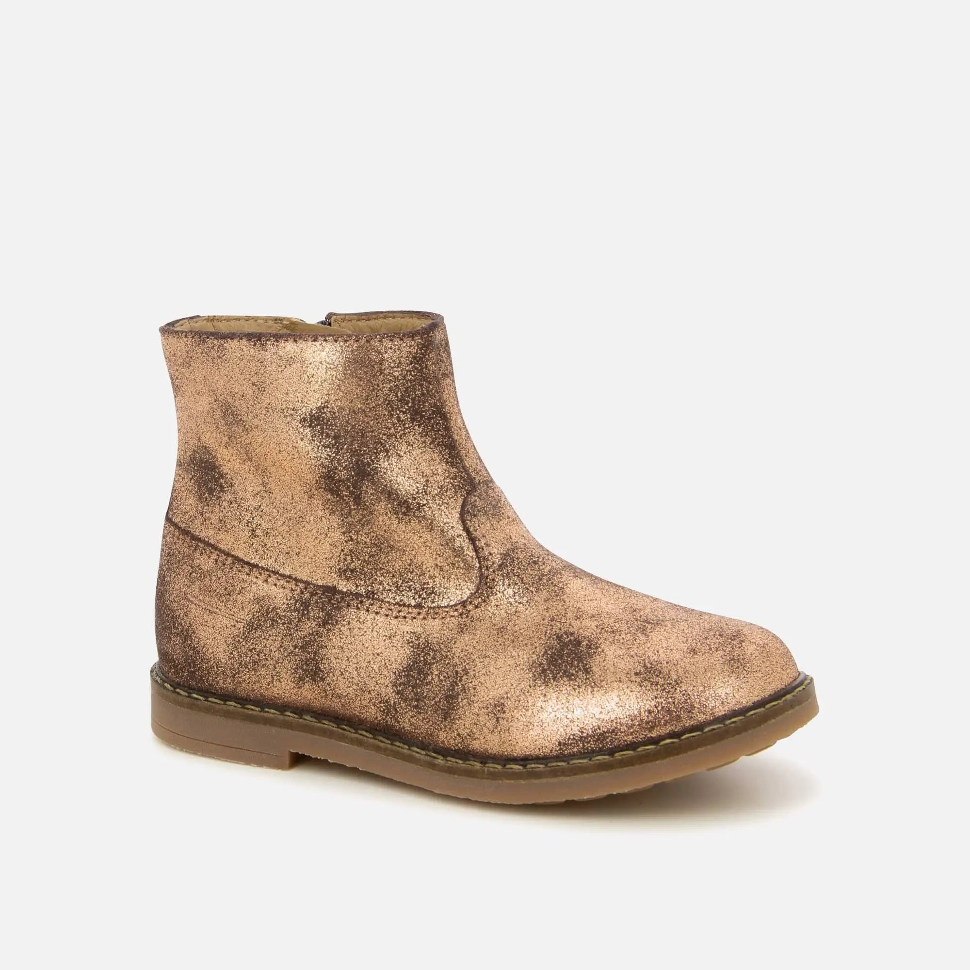 pom-d-api-trip-boots-bottines-enfant-fille-bronze-paillet-cuir-velours image 2