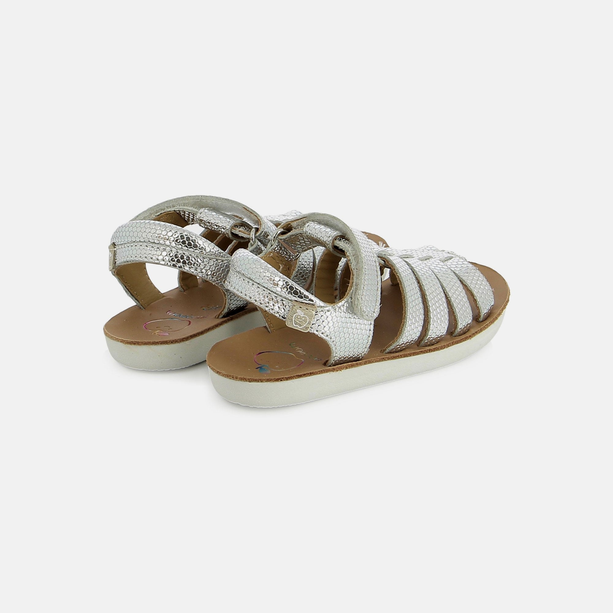shoo-pom-goa-spart-sandales-cuir-enfant-silver image 3