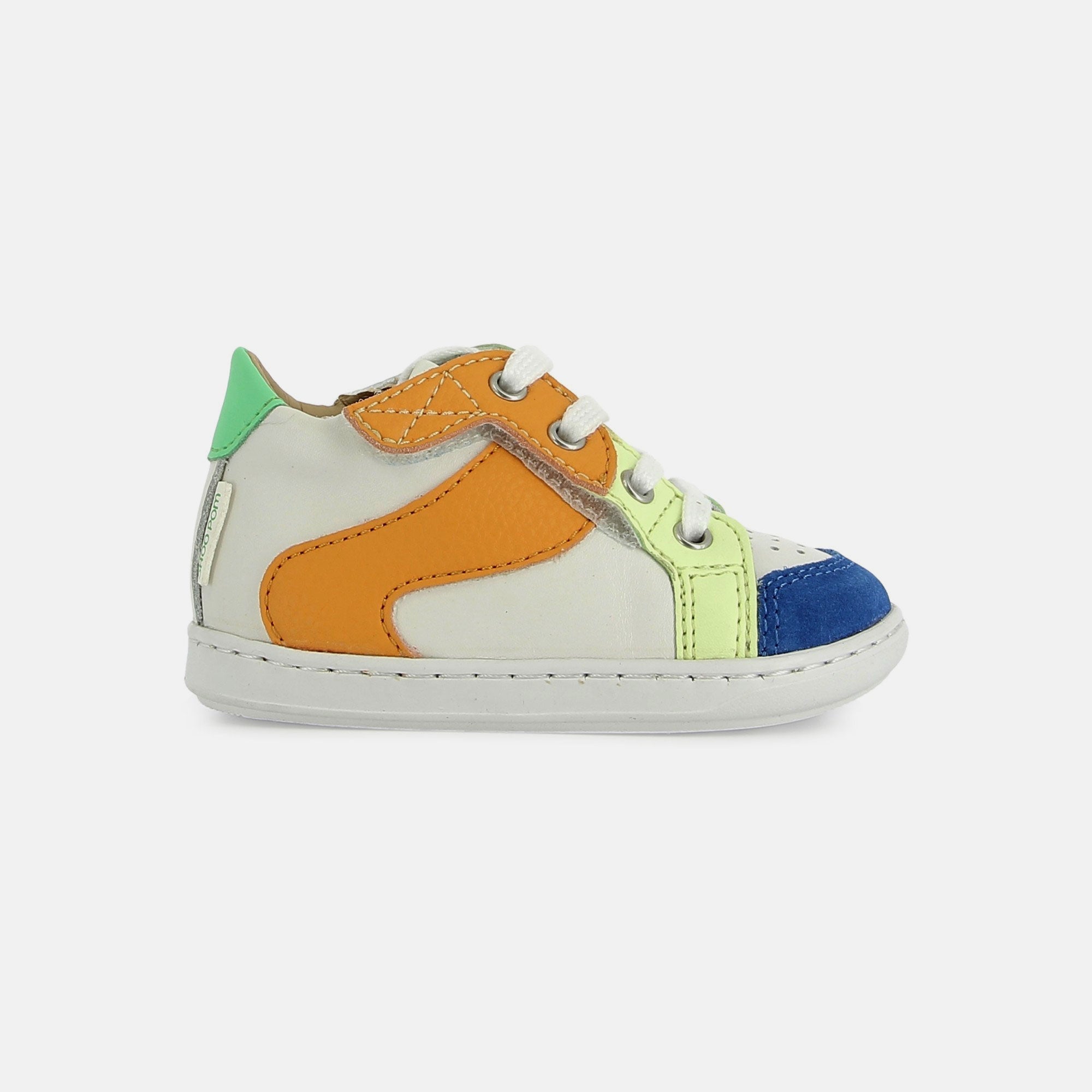 shoo-pom-bouba-speed-baskets-premiers-pas-gar-on-nappa-velours-white-orange image 4