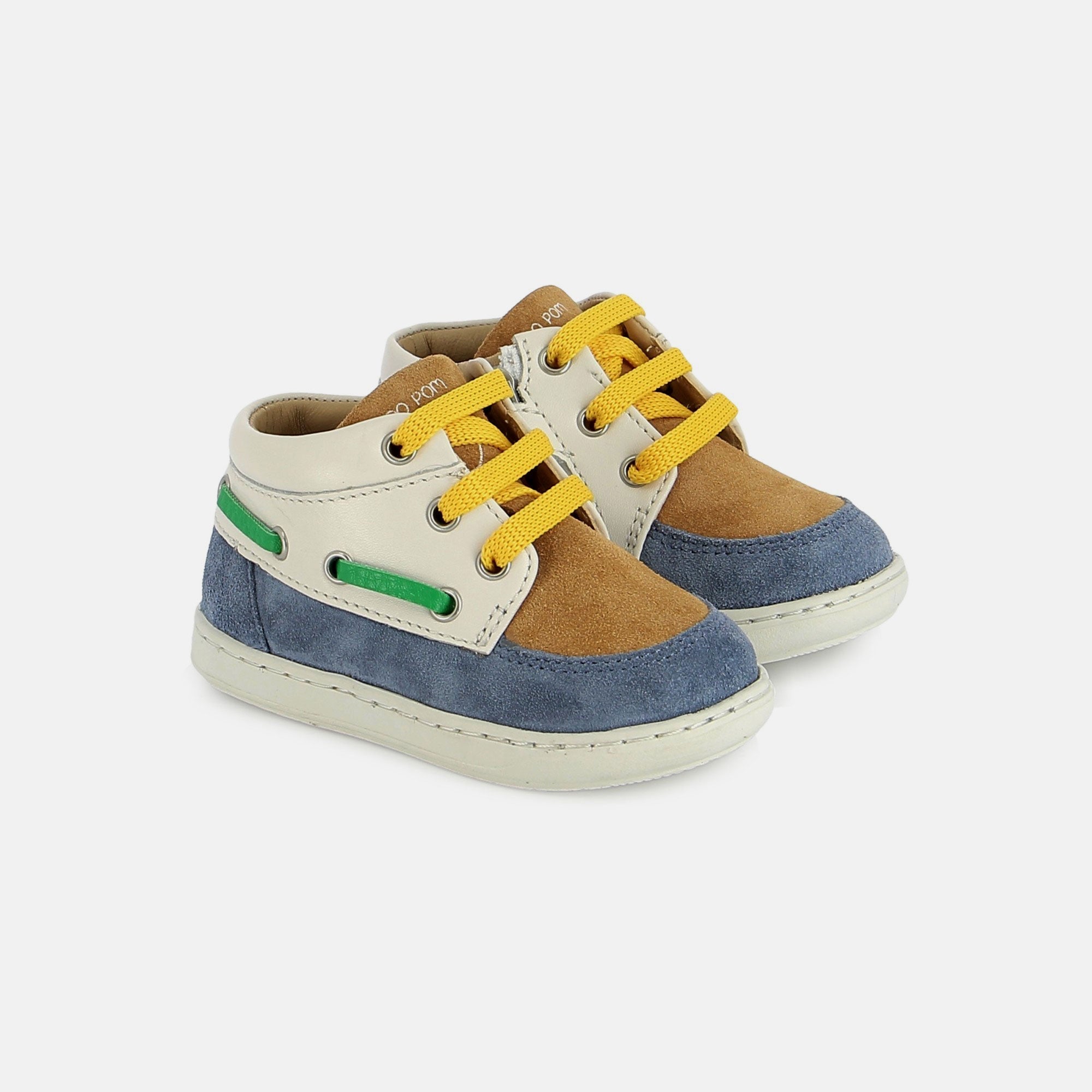 shoo-pom-bouba-boat-baskets-premiers-pas-jeans-camel image 1